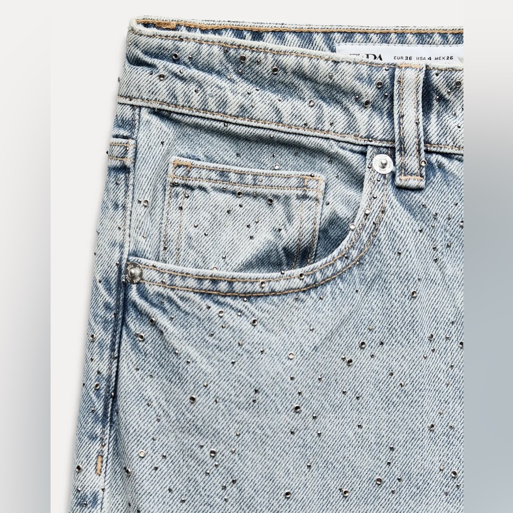 Zara Wide Leg Jeans with Rhinestones